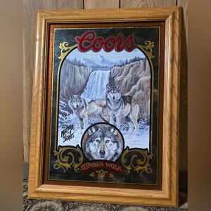 Coors Timber Wolf Art Print with Gold and Brown Frame